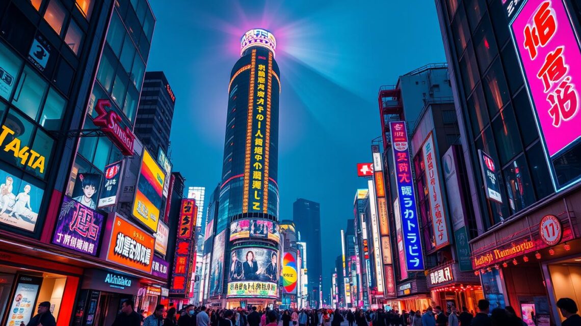 Neonlichter von Shinjuku und Akihabara in Tokio