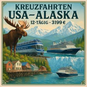 Kreuzfahrten USA - Alaska: Kreuzfahrt mit Nieuw Amsterdam ab Whittier/an Vancouver inkl. 3 Nächte Vorprogramm Anchorage & Denali Nationalpark 12-täg