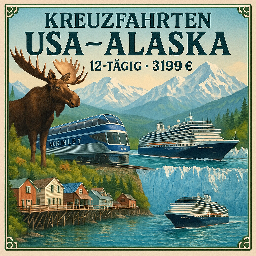 Kreuzfahrten USA - Alaska: Kreuzfahrt mit Nieuw Amsterdam ab Whittier/an Vancouver inkl. 3 Nächte Vorprogramm Anchorage & Denali Nationalpark 12-täg