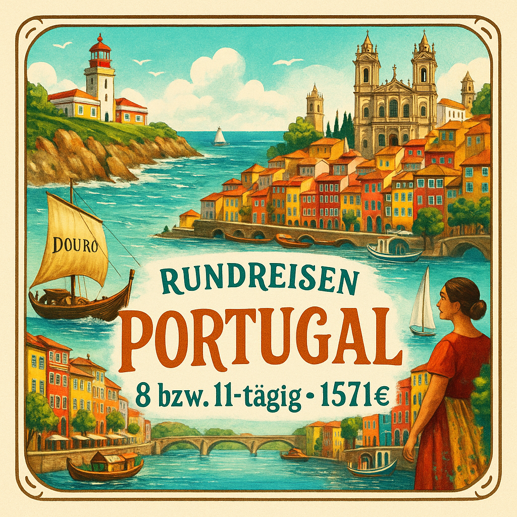 Rundreisen Portugal: Atlantik, Kultur und lebendige Küstenstädte 8 bzw. 11-tägig inkl. Flüge 4-Sterne-Hotel mit Halbpension Inkl. 5 Ganztagsausfl?
