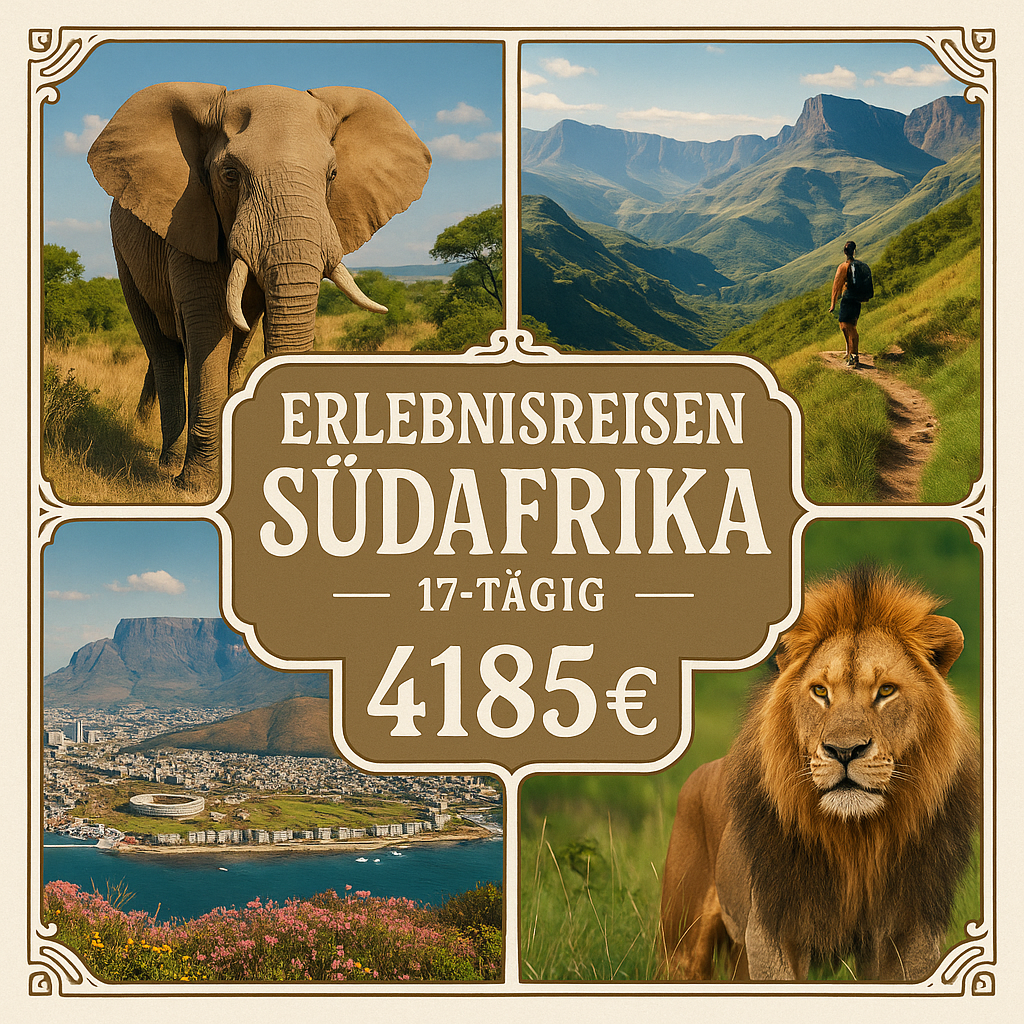 Erlebnisreisen Südafrika: Safari, Drakensberge & Kapstadt 17-tägig inkl. Flüge Mittelklassehotels/Camps/Lodges mit Frühstück Max. 16 Teilnehmer p