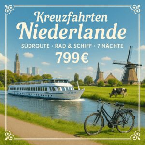 Kreuzfahrten Niederlande - Südroute: Flusskreuzfahrt per Rad & Schiff mit der Arkona ab/an Amsterdam 7 Nächte Premium-Schiff mit Vollpension Inkl. L