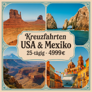 Kreuzfahrten USA & Mexiko: Kreuzfahrt mit Navigator of the Seas ab/an Los Angeles inkl. USA-Rundreise 25-tägig inkl. Flüge Mittelklassehotels mit Fr