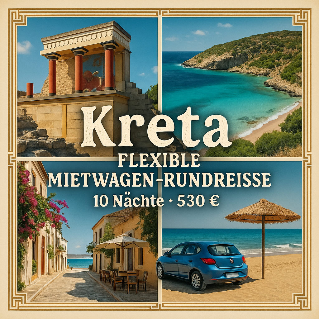 Rundreisen Griechenland - Kreta: Flexible Mietwagen-Rundreise ab/an Heraklion: Eine Insel voller Überraschungen 10 Nächte Route, Dauer und weitere R