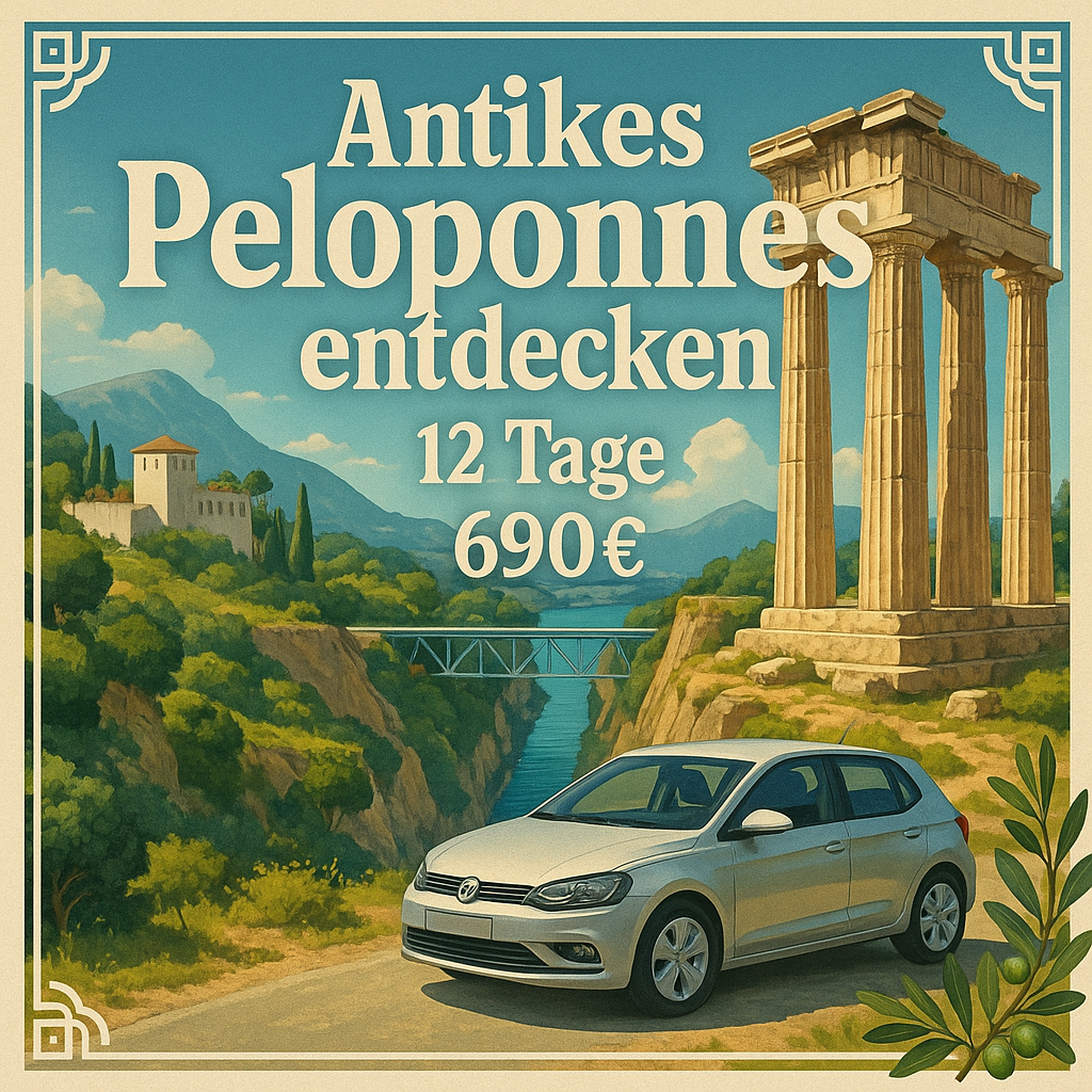 Rundreisen Griechenland - Peloponnes: Flexibel Mietwagen-Rundreise ab/an Athen: Antikes Peloponnes entdecken 11 Nächte Route, Dauer und weitere Reise
