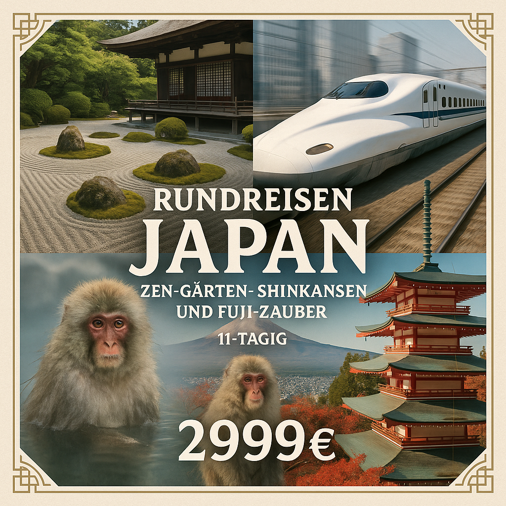 Rundreisen Japan: Zen-Gärten, Shinkansen und Fuji-Zauber 11-tägig inkl. Flüge Mittelklassehotels mit Frühstück Inkl. Besuch der Schneeaffen von Y