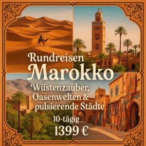 Rundreisen Marokko: Wüstenzauber, Oasenwelten & pulsierende Städte 10-tägig inkl. Flüge 3-Sterne-Plus- bzw. 4-Sterne-Hotels mit Halbpension Inkl.