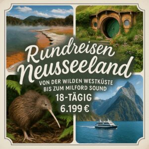 Rundreisen Neuseeland: Von der wilden Westküste bis zum Milford Sound 18-tägig inkl. Flüge Mittelklassehotels mit Frühstück Inkl. Bootsfahrt im m
