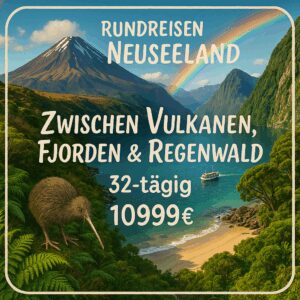 Rundreisen Neuseeland: Zwischen Vulkanen, Fjorden & Regenwald 32-tägig inkl. Flüge Mittelklassehotels mit Frühstück Inkl. Ausflüge i. W. v. ca. 8