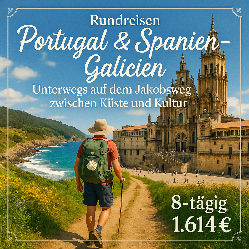 Rundreisen Portugal & Spanien - Galicien: Unterwegs auf dem Jakobsweg zwischen Küste und Kultur 8-tägig inkl. Flüge Mittelklassehotels mit Verpfleg