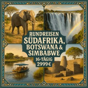 Rundreisen Südafrika, Botswana & Simbabwe: Safari, Wasserfälle & Kulturerbe entdecken 16-tägig inkl. Flüge Mittelklassehotels/Lodges mit Frühstü