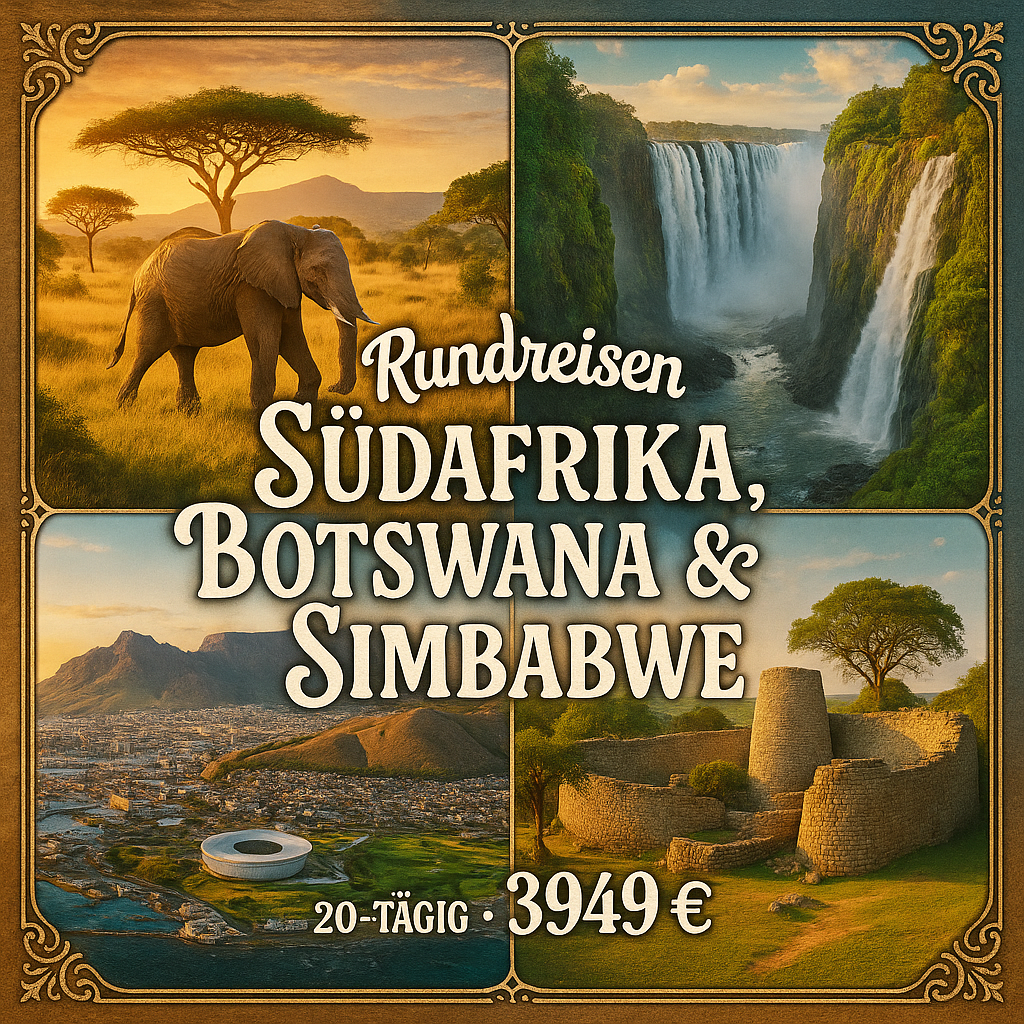 Rundreisen Südafrika, Botswana & Simbabwe: Traumhafte Tierwelt, Naturwunder & Kapstadt im 4-Sterne-Hotel genießen 20-tägig inkl. Flüge Mittelklass