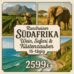 Rundreisen Südafrika: Wein, Safari & Küstenzauber 15-tägig inkl. Flüge Mittelklassehotels/-Lodges mit Frühstück Inkl. Ausflüge & Eintritte i. W