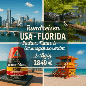 Rundreisen USA - Florida: Kultur, Natur & Strandgenuss vereint 12-tägig inkl. Flüge Mittelklassehotels/3-Sterne-Hotel mit Frühstück Inkl. Ausflüg