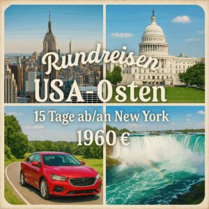 Rundreisen USA - Osten: Flexible Mietwagen-Rundreise ab/an New York: Städteflair und Niagarafälle 14 Nächte Route, Dauer und weitere Reisebestandte