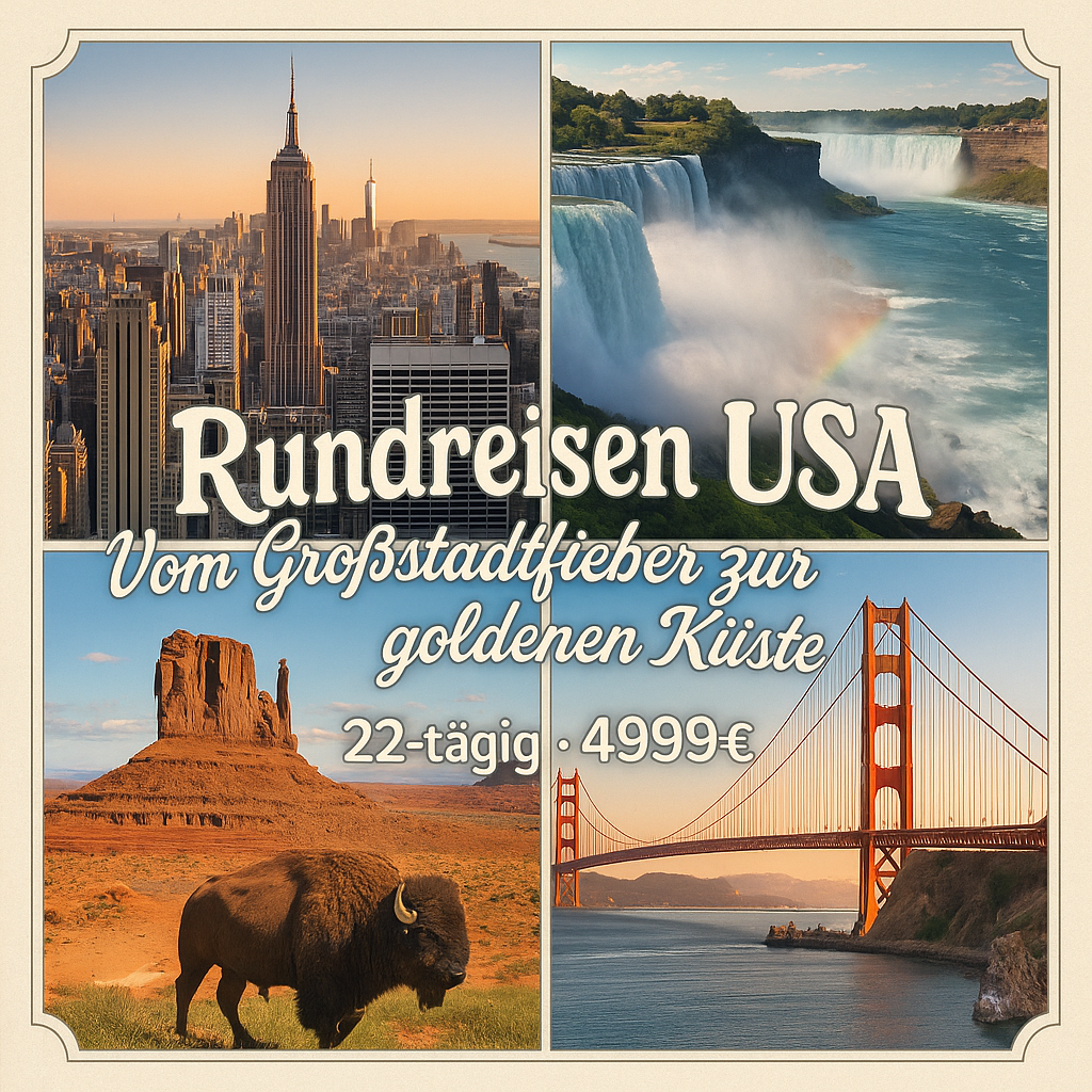 Rundreisen USA: Vom Großstadtfieber zur goldenen Küste - einmal quer durch Amerika 22-tägig inkl. Flüge Mittelklassehotels mit Frühstück Inkl. A
