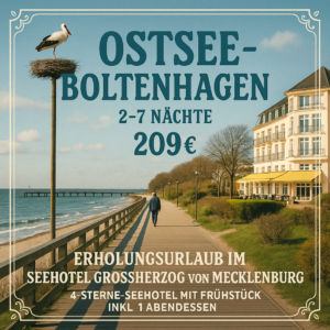 Eigene Anreise Ostsee - Boltenhagen: Erholungsurlaub im Seehotel Großherzog von Mecklenburg 2, 3, 4 bzw. 7 Nächte 4-Sterne-Seehotel mit Frühstück