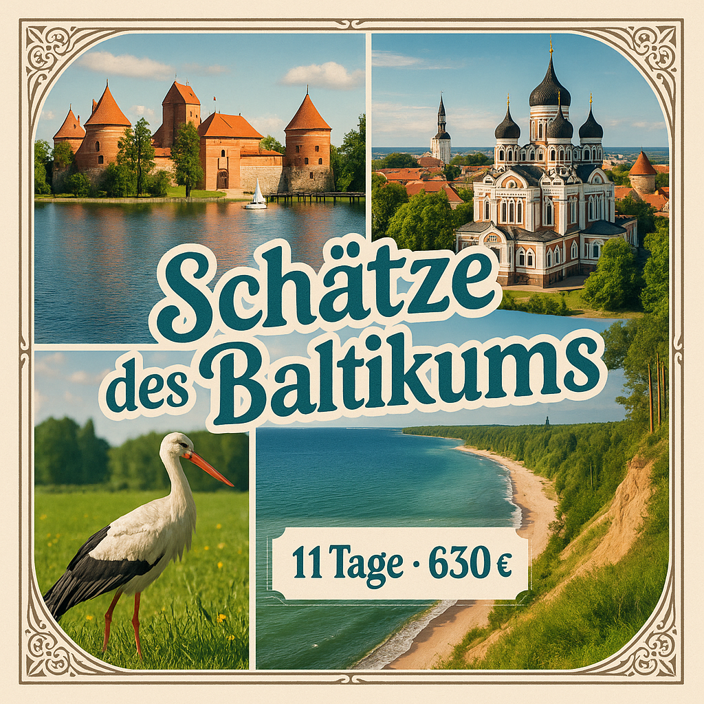 Rundreisen Baltikum: Flexible Mietwagen-Rundreise ab Vilnius bis Tallinn: Schätze des Baltikums 10 Nächte Route, Dauer und weitere Reisebestandteile