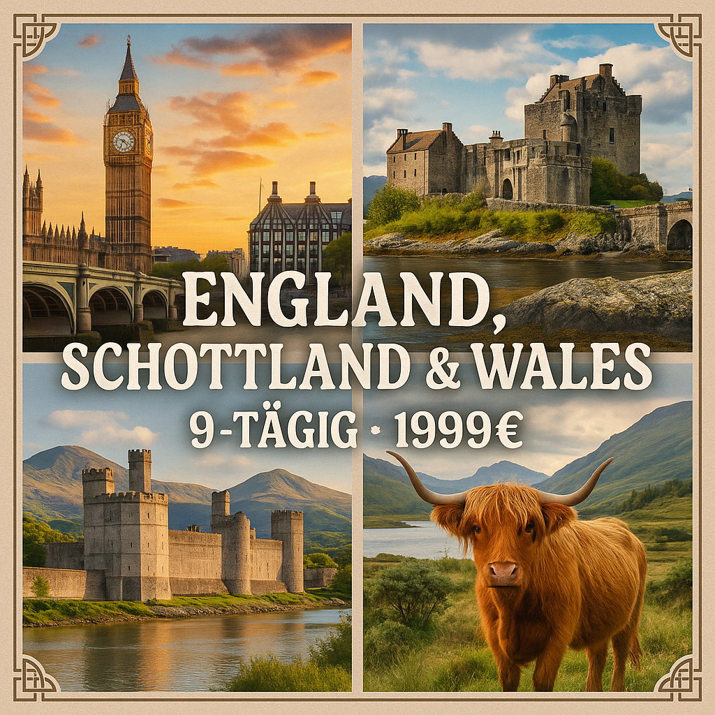 Rundreisen Großbritannien - England, Schottland & Wales: Burgen, Mythen und unvergessliche Landschaften 9-tägig inkl. Flüge Mittelklassehotels mit
