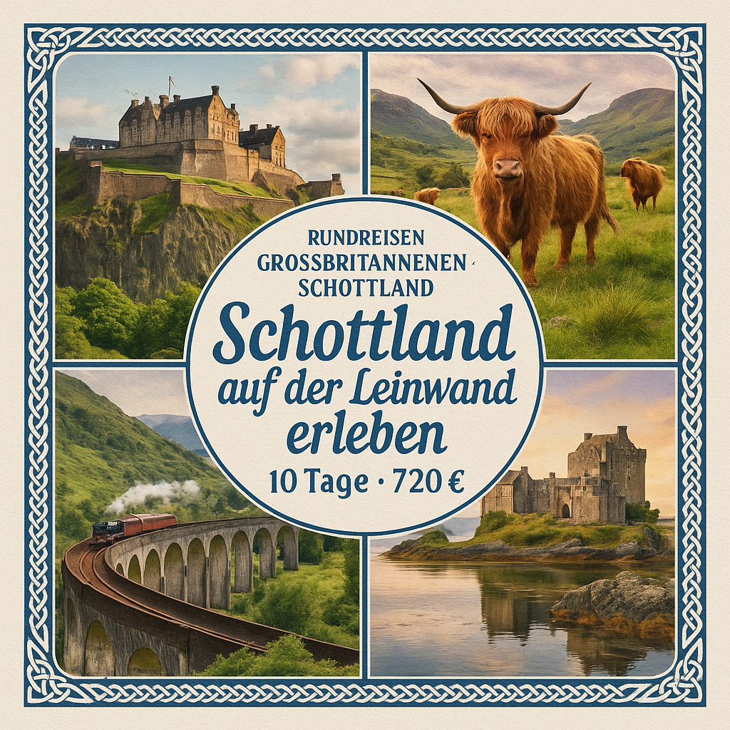 Rundreisen Grossbritannien - Schottland: Flexible Mietwagen-Rundreise ab/an Edinburgh: Auf den Spuren legendärer Filmkulissen 9 Nächte Route, Dauer