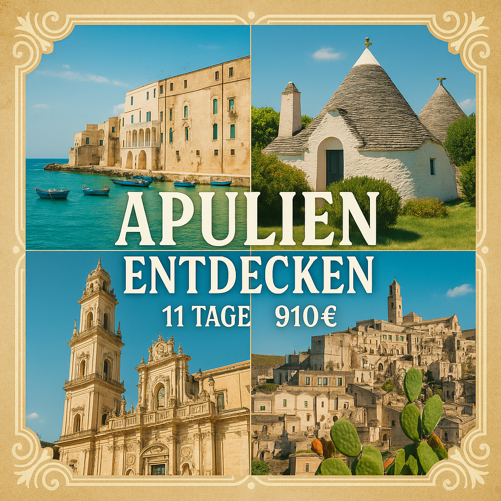 Rundreisen Italien - Apulien: Flexible Mietwagen-Rundreise ab/an Bari: Apulien entdecken 10 Nächte Route, Dauer und weitere Reisebestandteile flexibe