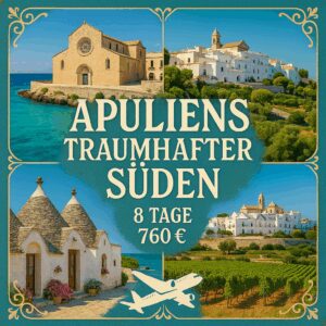 Rundreisen Italien - Apulien Süden: Flexible Mietwagen-Rundreise ab/an Brindisi: Apuliens traumhafter Süden 7 Nächte Route, Dauer und weitere Reise