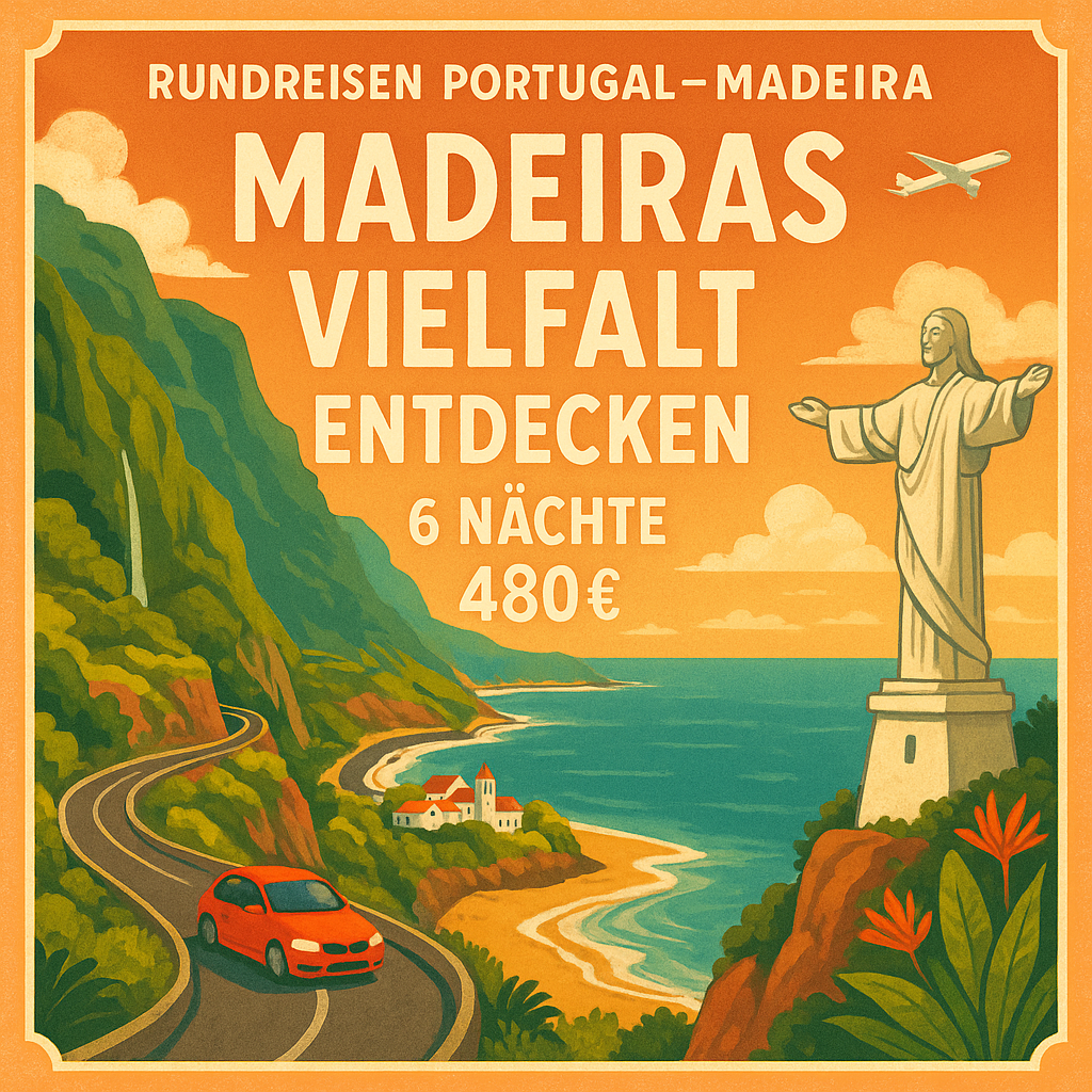Rundreisen Portugal - Madeira: Flexible Mietwagen-Rundreise ab/an Funchal: Madeira intensiv erleben 10 Nächte Route, Dauer und weitere Reisebestandte