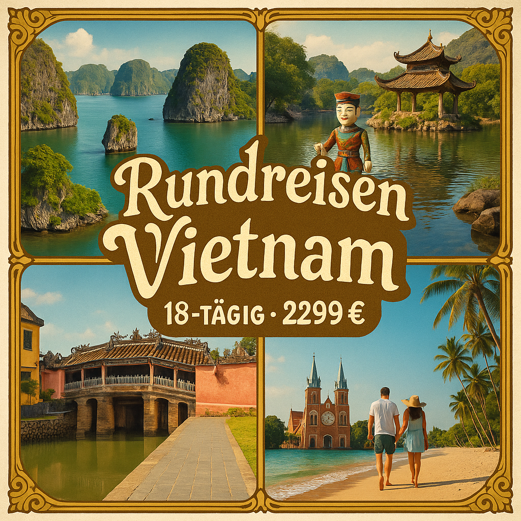 Rundreisen Vietnam: Von der Halong-Bucht an den Strand von Phan Thiet 18-tägig inkl. Flüge Mittelklassehotels/Dschunke mit Verpflegung / 4-Sterne-Ho