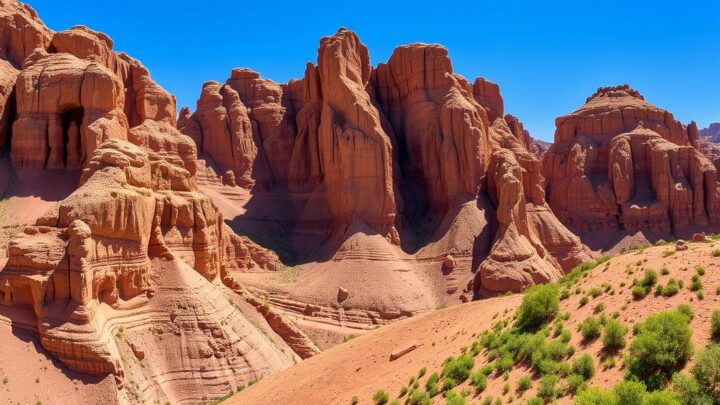 die rosafarbenen Sandsteinfelsen Jordaniens