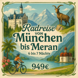 Eigene Anreise Deutschland, Österreich & Italien: Radreise von München bis Meran 6 bzw. 7 Nächte 3-Sterne-Hotels/Gasthöfe/Pensionen mit Frühstüc