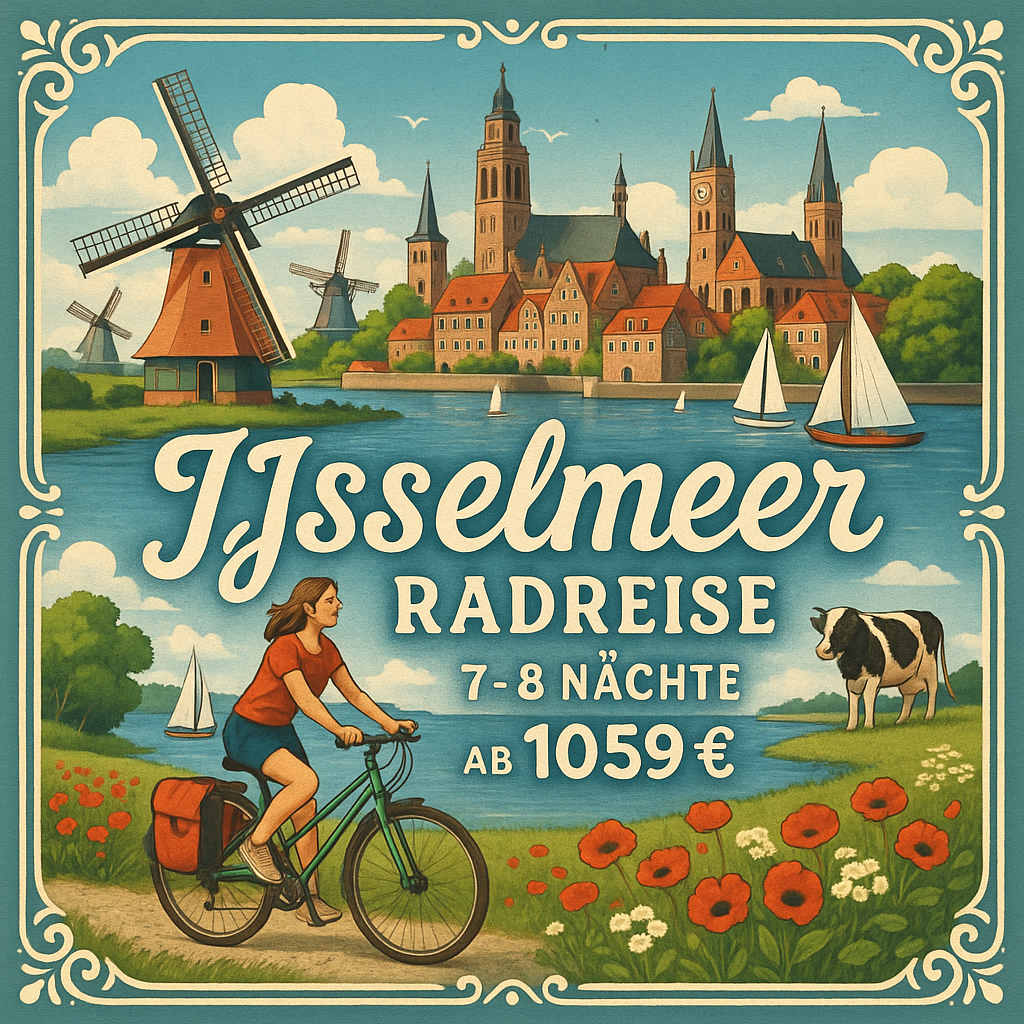 Eigene Anreise Niederlande – IJsselmeer: Radreise ab/bis Harderwijk 7 bzw. 8 Nächte 3-Sterne-Hotels/Gasthöfe/Pensionen mit Frühstück Inkl. Gepäck