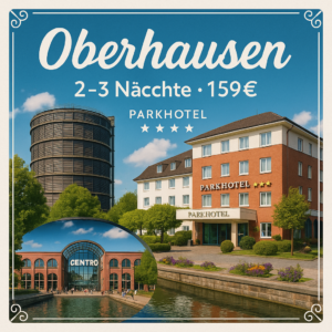 Eigene Anreise Oberhausen: Städtereise im Parkhotel Oberhausen 2 bzw. 3 Nächte 4-Sterne-Hotel mit Frühstück Inkl. 1 x Eintritt ins Gasometer