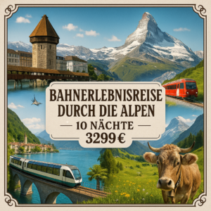 Eigene Anreise Schweiz - ab/bis Luzern: 10 Nächte Bahnerlebnisreise durch die Alpen in 4-Sterne-Hotels 10 Nächte 4-Sterne-Hotels mit Frühstück Ink