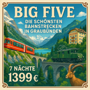 Eigene Anreise Schweiz - Graubünden: Bahnreise 1. Klasse mit Aufenthalt im Hotel National in Davos 7 Nächte 3-Sterne-Superior-Hotel mit Halbpension