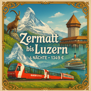 Eigene Anreise Schweiz - Zermatt bis Luzern: 4 Nächte Alpenreise auf Schienen 4 Nächte 3-Sterne-Hotels mit Frühstück Inkl. Fahrten mit dem Glacier