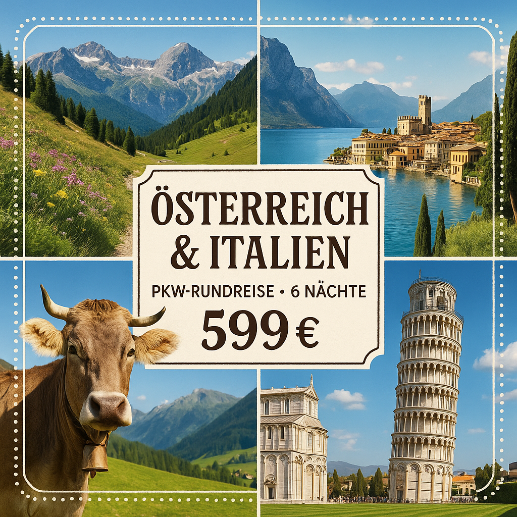 Eigene Anreise Österreich & Italien: PKW-Rundreise von Tirol zum Gardasee 6 Nächte 4-Sterne-Hotels mit Halbpension Inkl. WildschönauCard