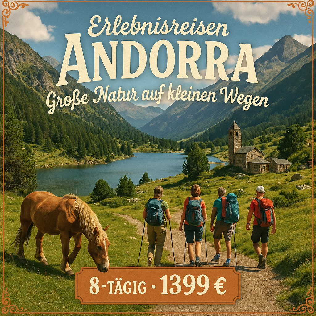Erlebnisreisen Andorra: Große Natur auf kleinen Wegen - Wanderungen in der Kleingruppe 8-tägig inkl. Flüge 4-Sterne-Hotel mit Verpflegung Inkl. Aus