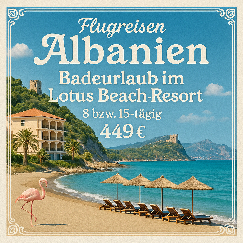 Flugreisen Albanien: Badeurlaub im Lotus Beach Resort in Kavajë 8- bzw. 15-tägig inkl. Flüge 4-Sterne-Hotel mit Halbpension Direkt am hoteleigenen