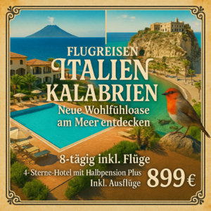 Flugreisen Italien - Kalabrien: Neue Wohlfühloase am Meer entdecken 8-tägig inkl. Flüge 4-Sterne-Hotel mit Halbpension Plus Inkl. Ausflüge