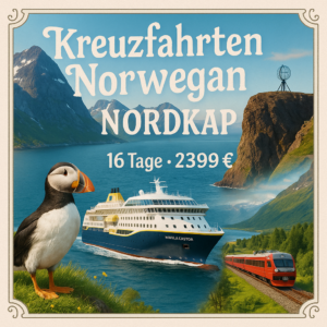 Kreuzfahrten Norwegen - Nordkap: Kreuzfahrt mit der Havila Castor oder Pollux ab/an Bergen inkl. Bergenbahn-Fahrt 16-tägig inkl. Flüge Premium-Schif