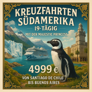 Kreuzfahrten Südamerika: Kreuzfahrt mit der Majestic Princess von Santiago de Chile bis Buenos Aires 19-tägig inkl. Flüge 3-Sterne-Hotel mit Frühs