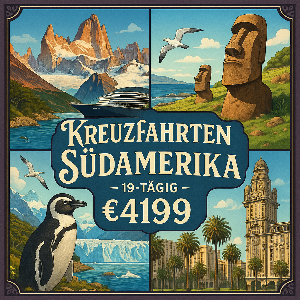 Kreuzfahrten Südamerika: Kreuzfahrt mit Oosterdam von Buenos Aires bis Santiago de Chile 19-tägig inkl. Flüge Premium-Plus-Schiff mit Vollpension /