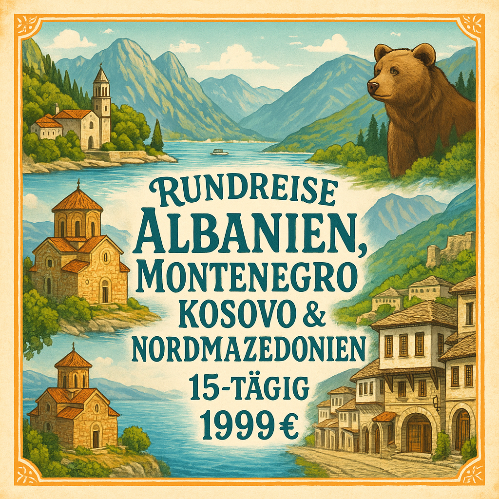 Rundreisen Albanien, Montenegro, Kosovo & Nordmazedonien: Balkan hautnah - Kultur & Natur in der Kleingruppe 15-tägig inkl. Flüge 4-/5-Sterne-Hotels