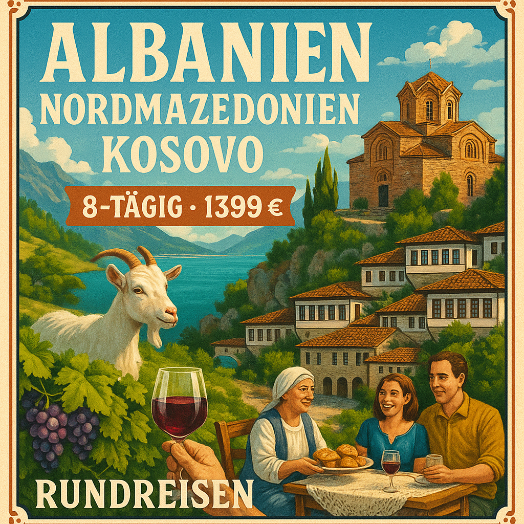 Rundreisen Albanien, Nordmazedonien & Kosovo: Genussvolle Entdeckungen in kleiner Runde 8-tägig inkl. Flüge 4-Sterne-Hotels mit Verpflegung Inkl. 5