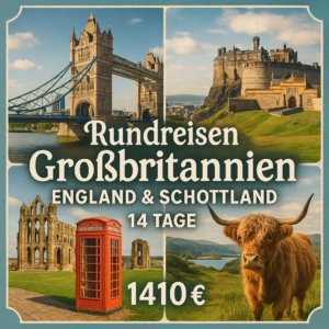 Rundreisen Grossbritannien - England & Schottland: Flexible Mietwagen-Rundreise ab London bis Edinburgh 13 Nächte  Route, Dauer und weitere Reisebest