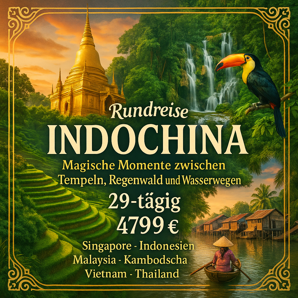 Rundreisen Indochina: Magische Momente zwischen Tempeln, Regenwald und Wasserwegen 29-tägig inkl. Flüge Mittelklassehotels mit Verpflegung Inkl. Aus