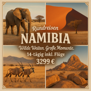 Rundreisen Namibia: Wilde Weiten. Große Momente. 14-tägig inkl. Flüge Mittelklassehotels/Lodges mit Verpflegung Inkl. Ausflüge & Besichtigungen i.