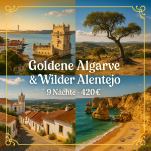 Rundreisen Portugal - Algarve & Alentejo: Flexible Mietwagen-Rundreise ab/an Lissabon: Goldene Algarve & Wilder Alentejo 8 Nächte Route, Dauer und we