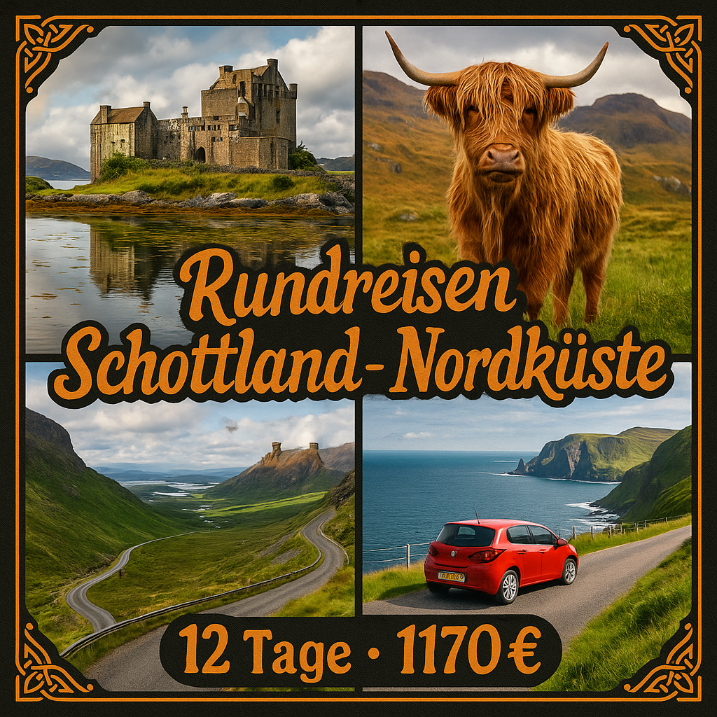 Rundreisen Schottland - Nordküste: Flexible Mietwagen-Rundreise ab/an Inverness: North Coast 500 11 Nächte Route, Dauer und weitere Reisebestandteil