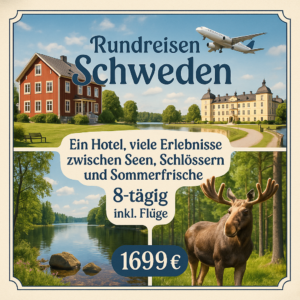 Rundreisen Schweden: Ein Hotel, viele Erlebnisse zwischen Seen, Schlössern und Sommerfrische 8-tägig inkl. Flüge 3.5-Sterne-Hotel mit Halbpension I